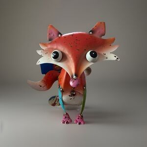 Fountasia Colorful Critter Metal Art Fifi The Fox 8” Tall